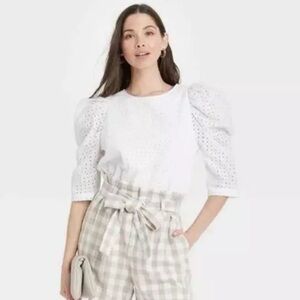 A New Day White Puff Sleeve Blouse